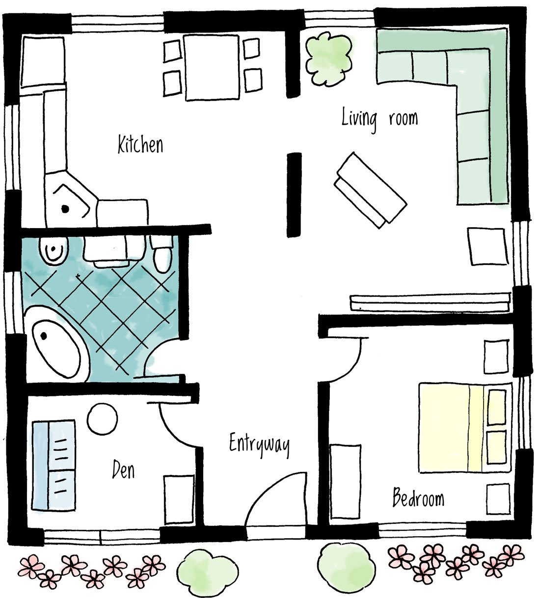 One bedroom floor plan