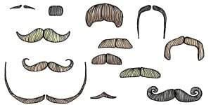 Illustration of moustaches in different shapes and sizes.