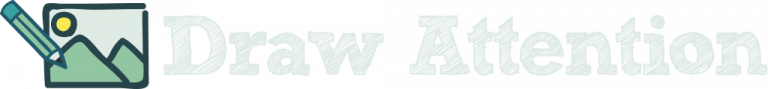 Large horizontal white Draw Attention logo