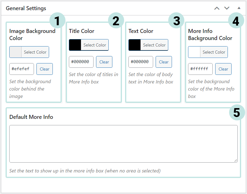 Labels each aspect of the highlight options