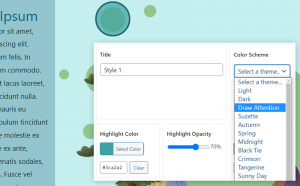 Assigning a preset Color Scheme to a hotspot, with Draw Attention color scheme in focus for a hotspot