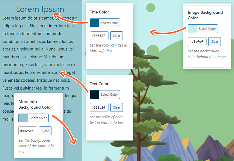 Assign colors to the interactive image and text