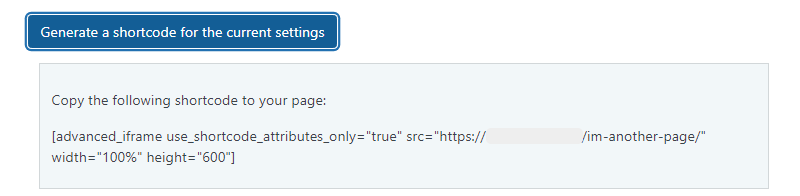 Advanced iFrame generate Shortcode
