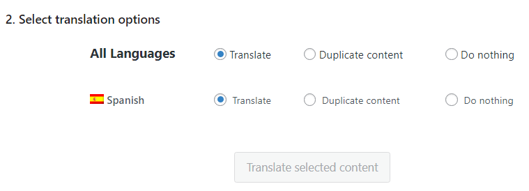 Select the translation options for the image