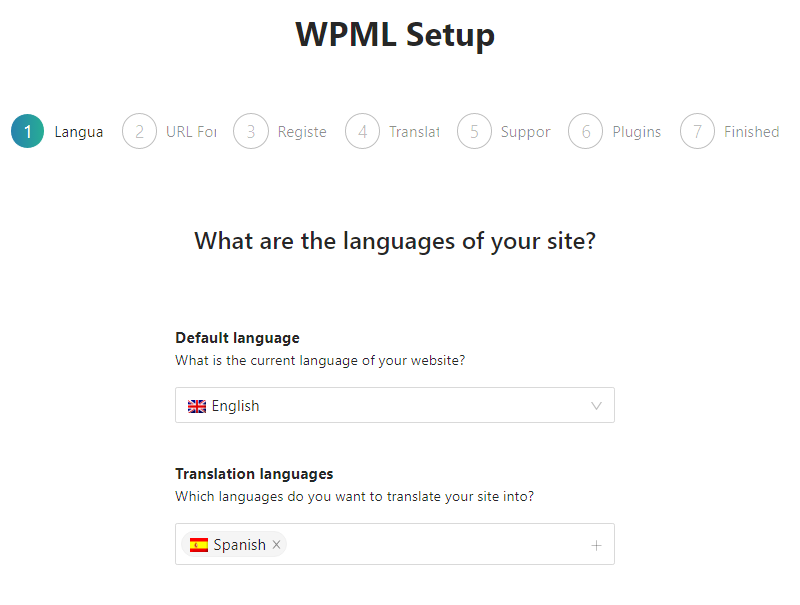 WPML Setup - what are the languages of your site?