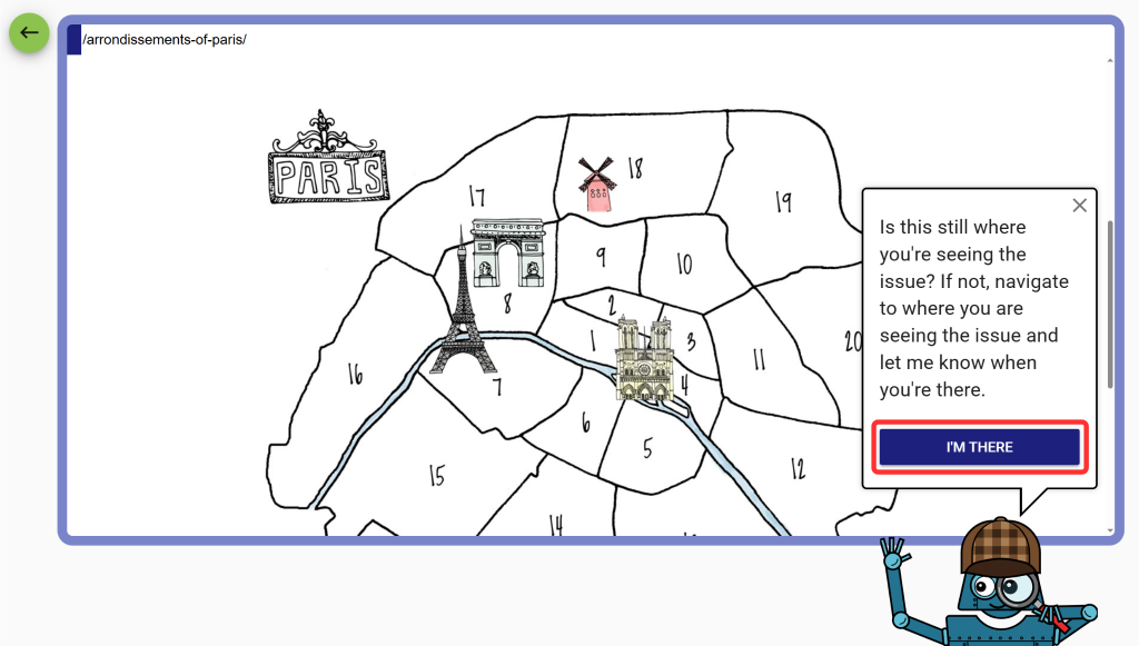 Click on "I'M THERE" once you reach the correct page.