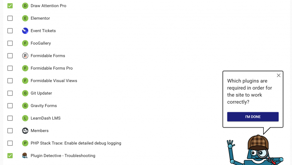 Select the plugins from the list.
