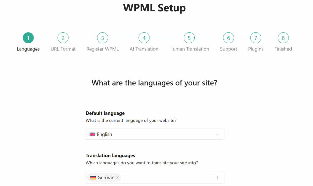 WPML Setup - what are the languages of your site?