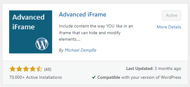 Install and activate advanced iframe plugin.