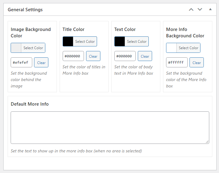 General Settings of an interactive image