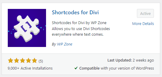 Shortcodes for Divi plugin