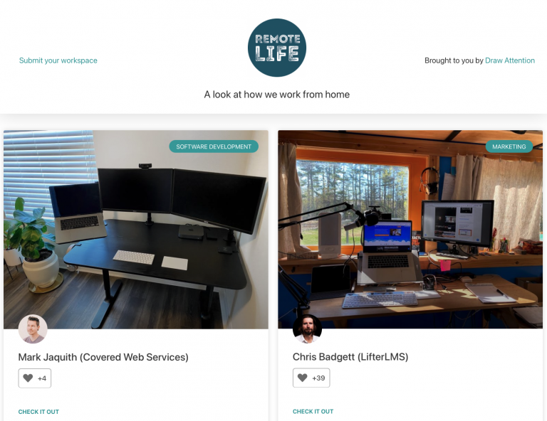 Screenshot of the Remote Life homepage.