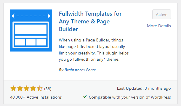 Install and activate the FullWidth template plugin