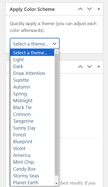 Displaying color scheme selection in the Pro edition.