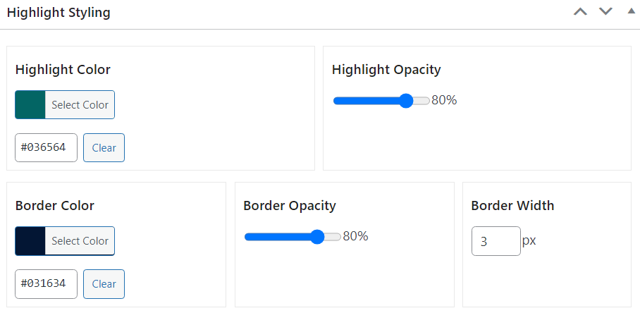 Highlight Styling Section in Draw Attention that allows you to customize the Highlight and Border of the hotspot.