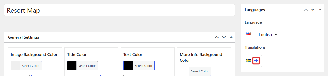 Draw Attention Pro image editor with the + icon next to the Swedish flag highlighted in the Languages box.